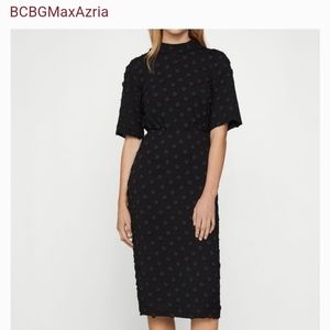 Women's Short Sleeve Dotted Jacquard Midi Dress